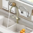 thumbnail image 2 of Grifo de cocina tirable de arco alto - acero inoxidable de agujero único, grifo de fregadero moderno (oro cepillado) ​, 2 of 5