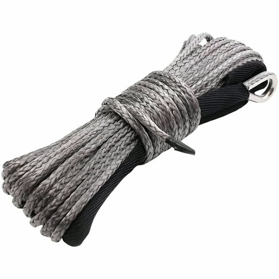 ZEPARO Synthetic Winch Rope String Line Cable 1/4" 50Ft 7500Lbs ATV UTV SUV Truck Boat Towing Synthetic Winch Recovery Rope (Gray)