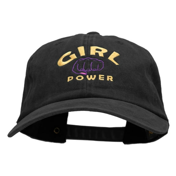 Girl Power Embroidered Unstructured Pigment Dyed Cap - Black OSFM