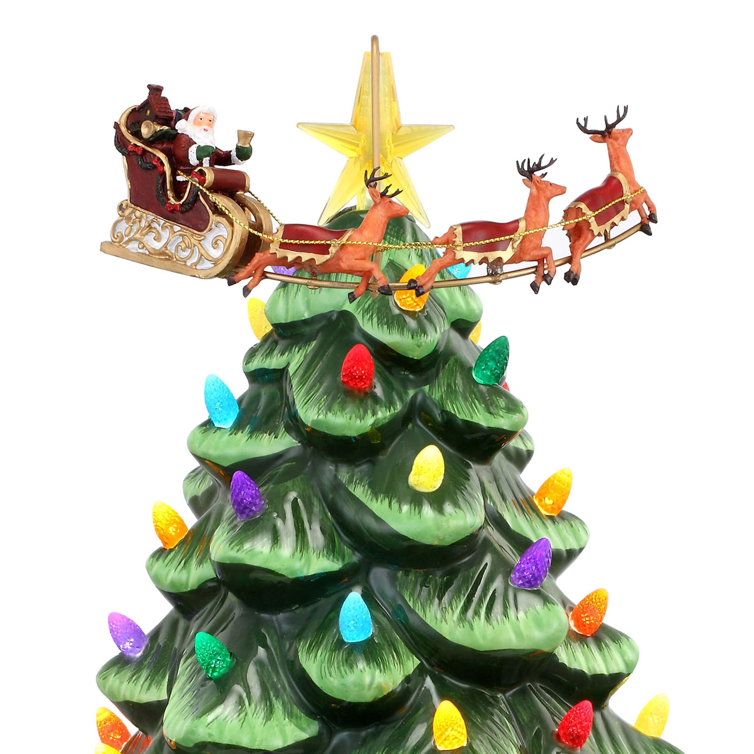 Mr. Christmas 14" Pre-lit Animated Nostalgic Ceramic Tree - Santa's Sleigh