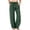 Dark Green #068, variant on Womens Casual Linen High Waist Pants Drawstring Loose Fit Summer Pants Trousers with Side Pockets Red S