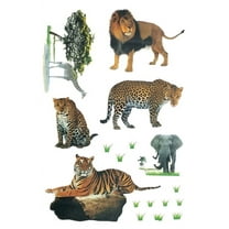 Jungle Safari Lion Leopard Elephant Animals Style Easy Peel and Stick DIY Wall Decal Adhesive Sticker for Home, Office, Workplace, Spa, Nail Salon, Beauty Salon, Nursery, Playroom and Classroom Decor