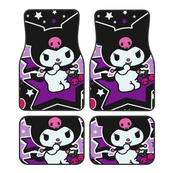 Gokiu Sanrio Car Floor Mats Set of 4 Universal Fit Automotive All-Weather Mats with Non-Slip Rubber Backing for SUV, Sedan, Van Car Accessories