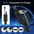thumbnail image 2 of RAMPOW Retractable Car Charger, iPhone Car Charger, 4 in 1 iPhone 16 Car Charger Adapter Fast Charging 65W, 2 of 4