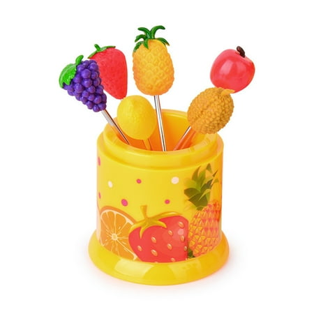 

FaLX Stainless Steel Fruit Fork Set with Strawberry Storage Holder - Food Grade Snack Cake Dessert Forks in Cute Strawberry Shape