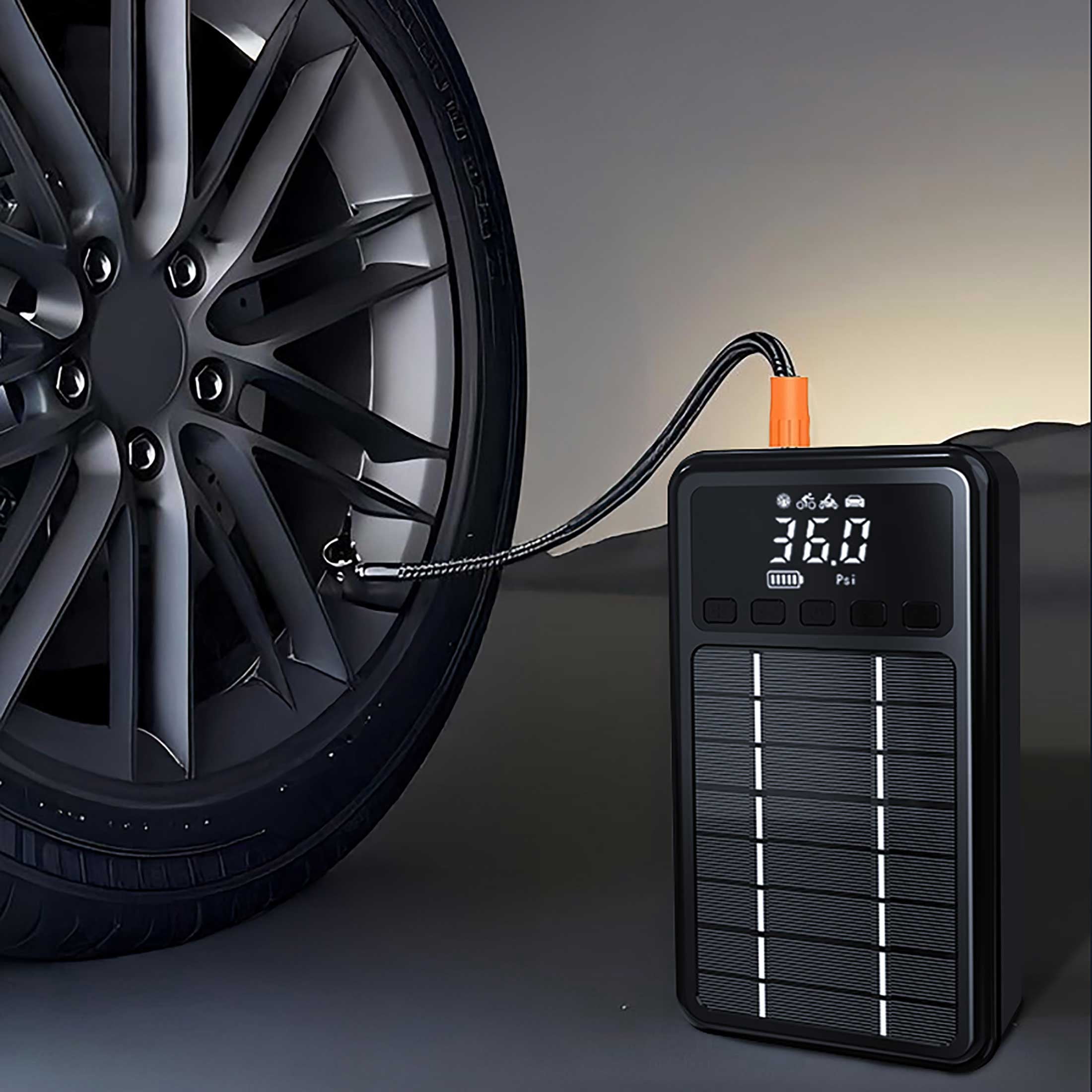 10000mAh Car Jump Starter with Air Compressor Solar charging 150PSI,12V Car Battery Charger Jumper Starter, LED Screen, 3 Modes Flashlight