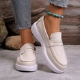 thumbnail image 4 of Women’s Casual Slip On Loafers Faux Suede Lightweight Non Slip Walking Flat Platform Dress Orthotic Shoes Beige Size 6.5, 4 of 7
