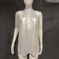 thumbnail image 3 of Camisetas De Verano Camisetas de verano para mujer Blusas sin mangas con cuello halter brillante elegante (Plata XXL) Ygjytge para Mujer Plata T XL, 3 of 9