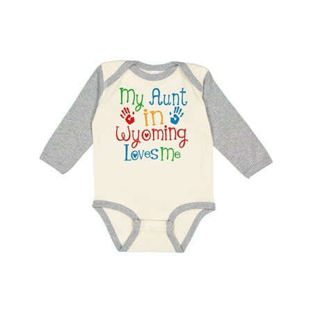 

Inktastic My Aunt in Wyoming Loves Me Gift Baby Boy or Baby Girl Long Sleeve Bodysuit