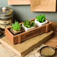 LYURectangle Wooden Flower Pot, Succulent Planter Trough Planters