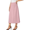 thumbnail image 5 of Amkhujs Womens Midi Skirts Elegant Soft Solid Summer Skirt with Side Slit High Waist A Line Skirts for Office Work Outfit,Light Pink,S, 5 of 6