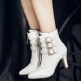 thumbnail image 6 of BONIXOOM Womens Boots High Heel Rubber Buckle Mid-Calf Winter White, 6 of 6