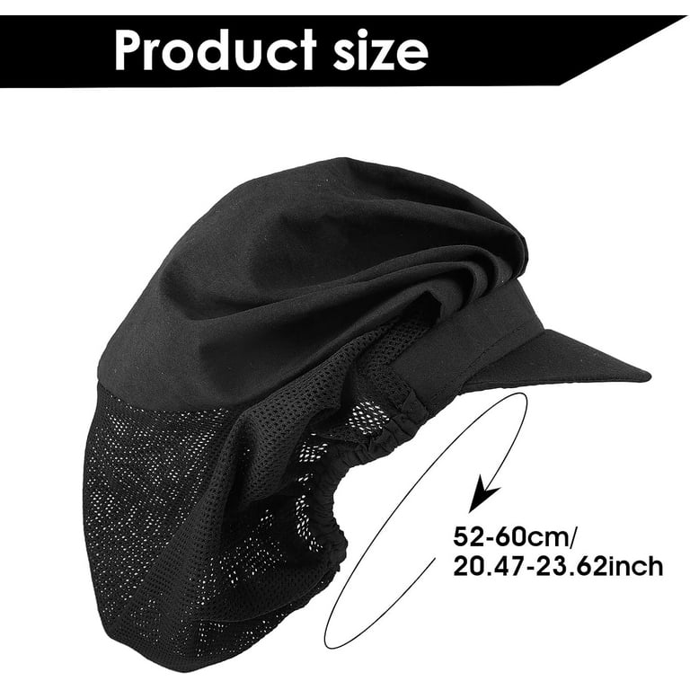 FSSSS Chef Hats, Adjustable Breathable Mesh Caps with Brim, Black