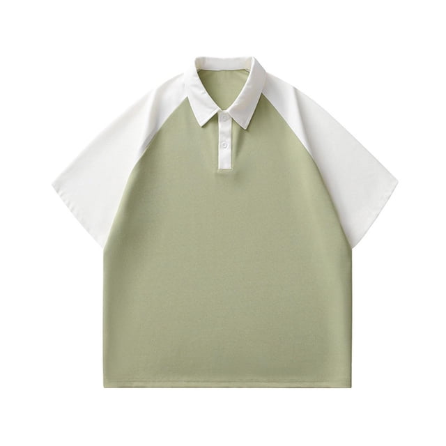 ylioge Basic Golf Tees for Men Casual Short Sleeve Button Collared T-Shirts Mens Pullover Slim Color-Block Comfort Raglan Workout Sports Tops