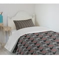 thumbnail image 4 of Ambesonne Jazz Music Quilted Bedspread Set 2 Pcs, Notes Clef Saxophone, Twin Size, Grey Black Red, 4 of 6