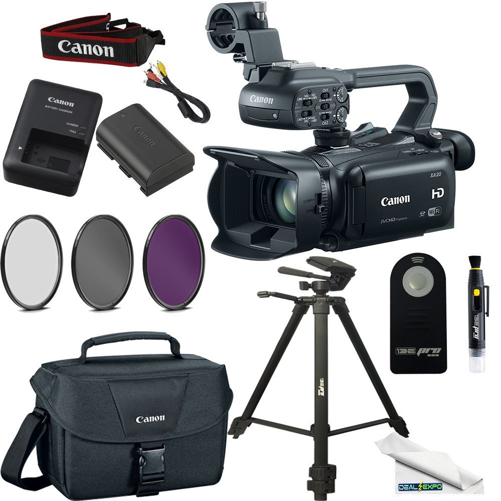 Canon XA20 Professional Camcorder + I3ePro 72'' Tripod + Canon ES100 Carrying Case + Wireless