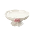 thumbnail image 2 of Flower Shaped Pedestal Fruit Bowl with Bow Detail Decorative Centerpiece Candy Snack Serving Tray for Coffee Table Home Decor, 2 of 6