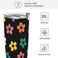 thumbnail image 3 of 12 Oz Stainless Steel Vacuum Insulated Tumbler Cute Colorful Flowers Black Cartoon Coffee Cup with Lids and Straw Double Wall Water Travel Mug for Hot and Cold Drinks for Home Office, 3 of 5