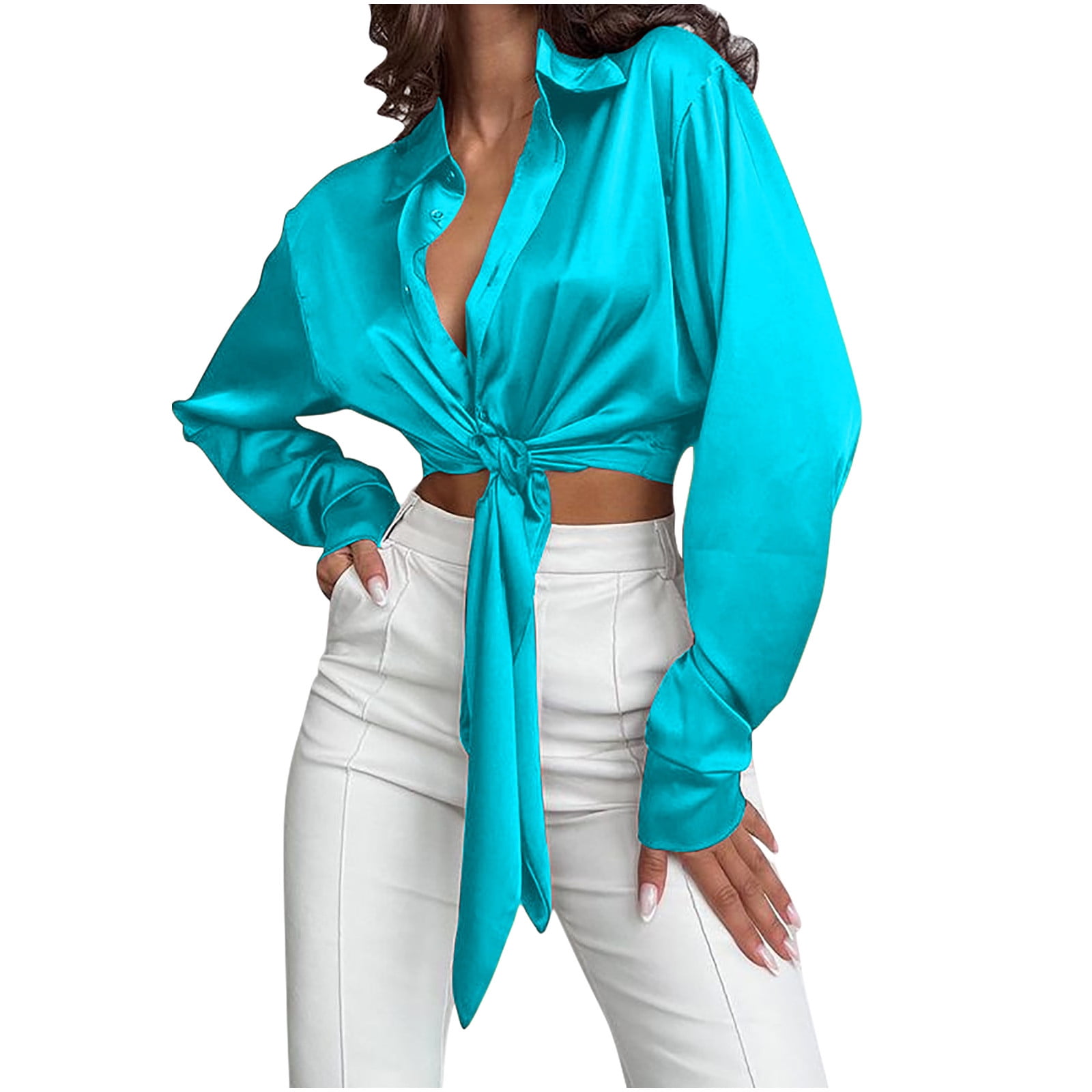 satin wrap crop top