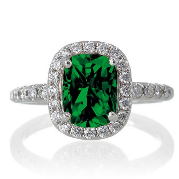 2.05 Carat 7mm Cushion Cut Antique Moissanite Diamond Engagement Ring on 10k White Gold