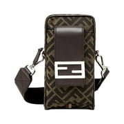 Fendi Baguette Brown Zucca Canvas Phone Holder Crossbody Bag