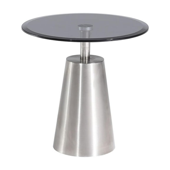 Pasargad Home Luxe Glass & Steel Side Table, Black/Chrome