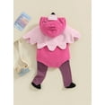thumbnail image 5 of Wassery Infant Girl Halloween Flamingo Romper Costume Baby Girls 2Pcs Halloween Cosplay Outfits Long Sleeves Hooded Zipper Romper with Wings and Socks for Newborn Cute Clothes, 5 of 8