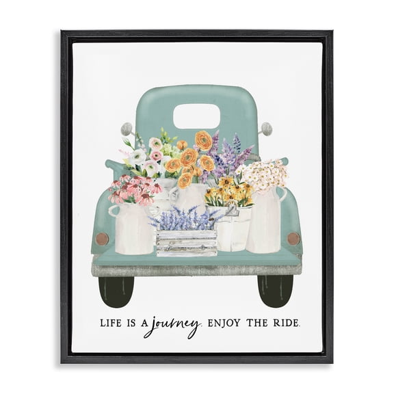 Enjoy The Ride Truck Black Framed Floater Canvas Wall Art, design by Lettered and Lined