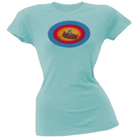 Grateful Dead Women's Juniors Terrapin & Bear Dinghy Blue Short Sleeve T Shirt