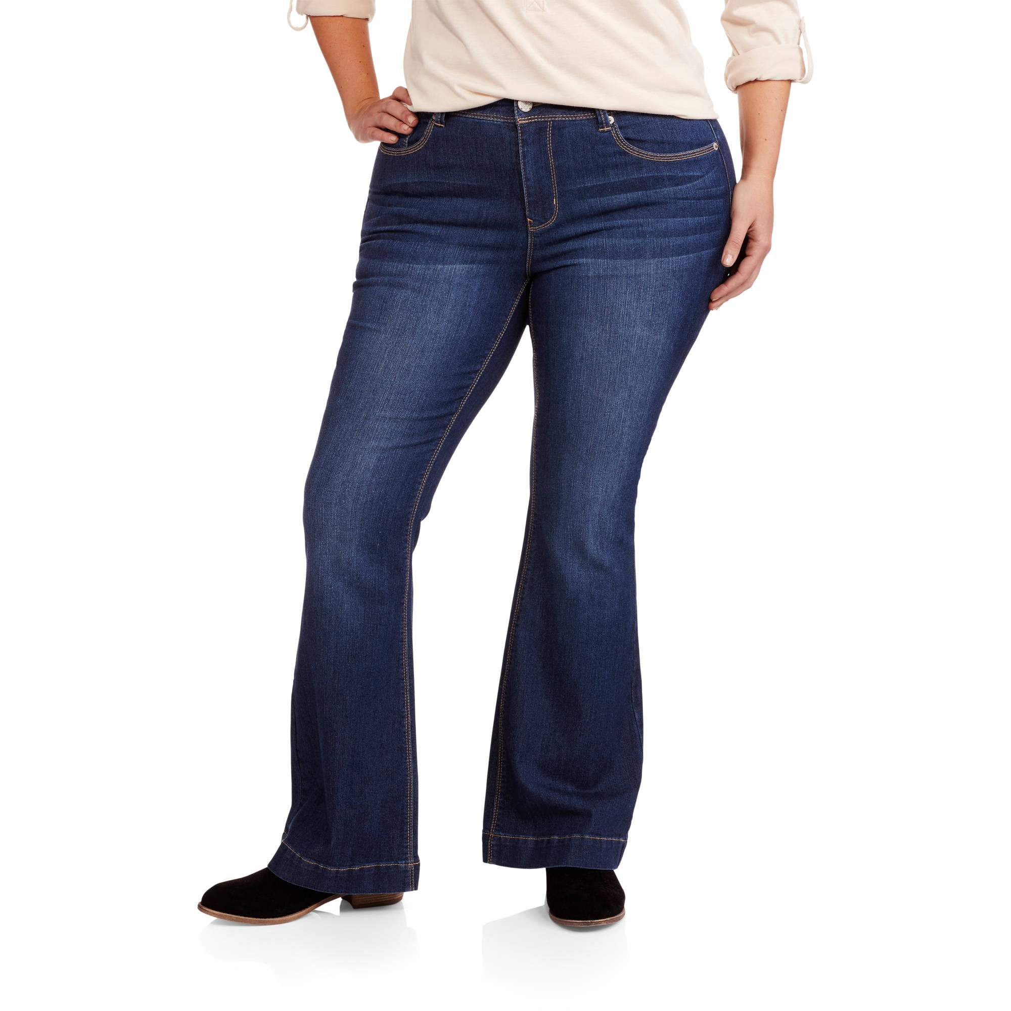 Blu Stitch Women's Plus Flare Leg Jeans - Walmart.com