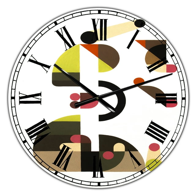 DesignArt Circe Composition in Pink Green And Black II Large Wall Clock