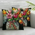 thumbnail image 3 of COMIO  Spring Summer Gnome Decorative Throw Pillow Covers  Tulip Flower Mason Jar Gather Bloom Cushion Case Decor, Floral Pot Butterfly Seasonal Home Decoration for Sofa Couch, 3 of 5