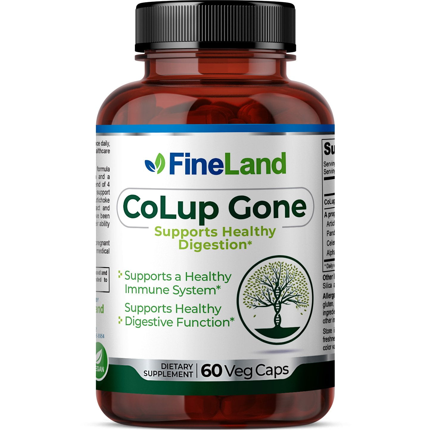 Fineland Vitamins CoLup Gone Digestive Enzymes Gluten-Free Vegan 60 Count