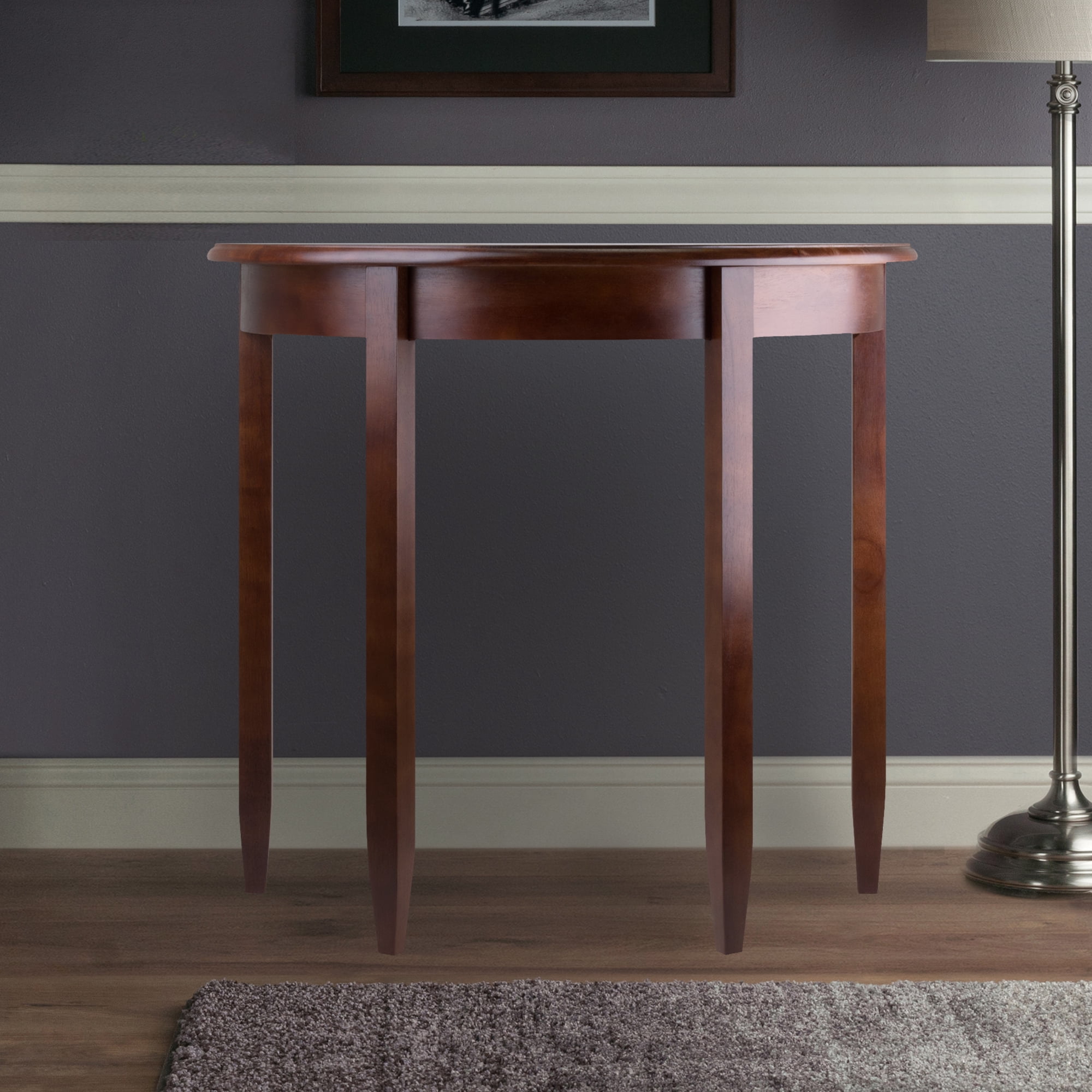 Winsome Concord Half Moon Console Table, Walnut Finish