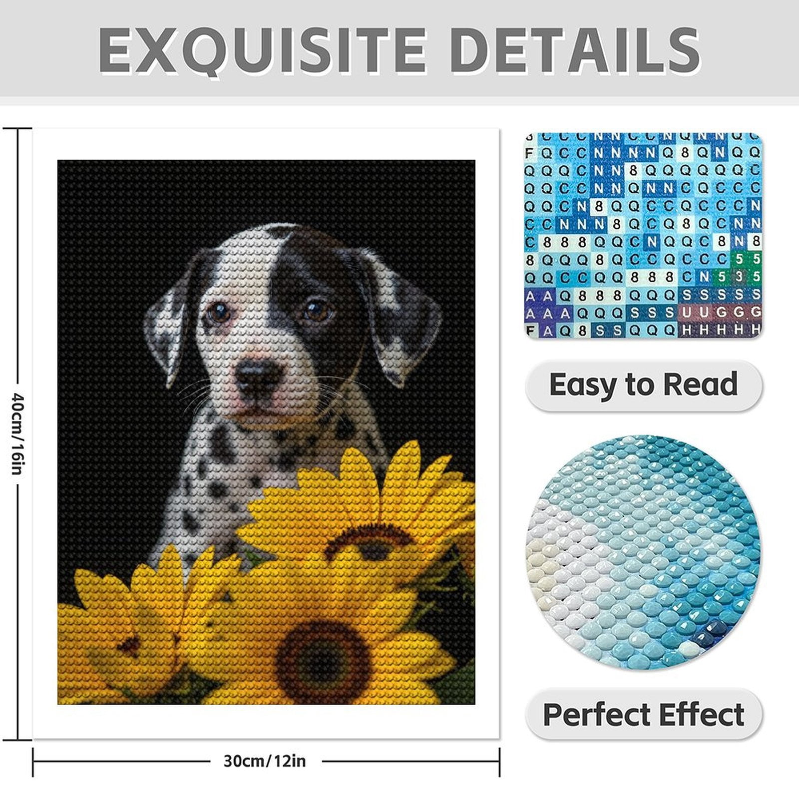 Diamond Art Kits for Adults - 5d Dalmatian Puppy Sunflowers Bliss Diamond Painting for Adults, Diamond Art for Adults Beginners, Diamond Painting Kits for Adults for Home Wall Decor