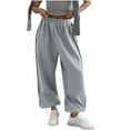 thumbnail image 2 of CFLVAEK Barrel Sweatpants for Women Loose Fit Wide Leg Sweatpant Casual High Waisted Long Pants Streetwear Gray S, 2 of 9