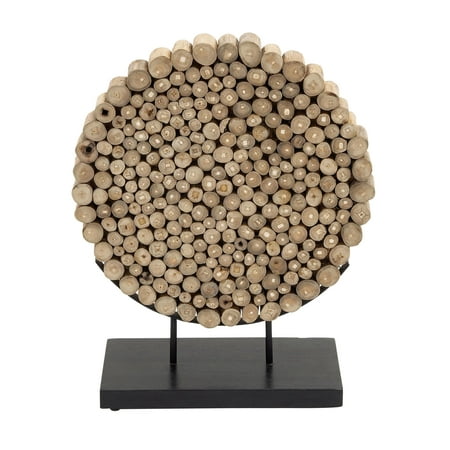 19  x 24  Brown Teak Wood Handmade Abstract Sculpture with Black Stand  by DecMode