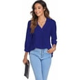 thumbnail image 4 of hirigin Women?s Loose Shirt, Casual Solid Color V-neck Three-quarter Sleeve Pullover, 4 of 8