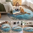 thumbnail image 5 of Ocean Turtle Round Rugs for Living Room 5ft Coral Fish Retro Non Slip Circle Rug Washable Low-Profile Indoor Carpet for Bedroom, Dining Room, Bathroom, 5 of 9