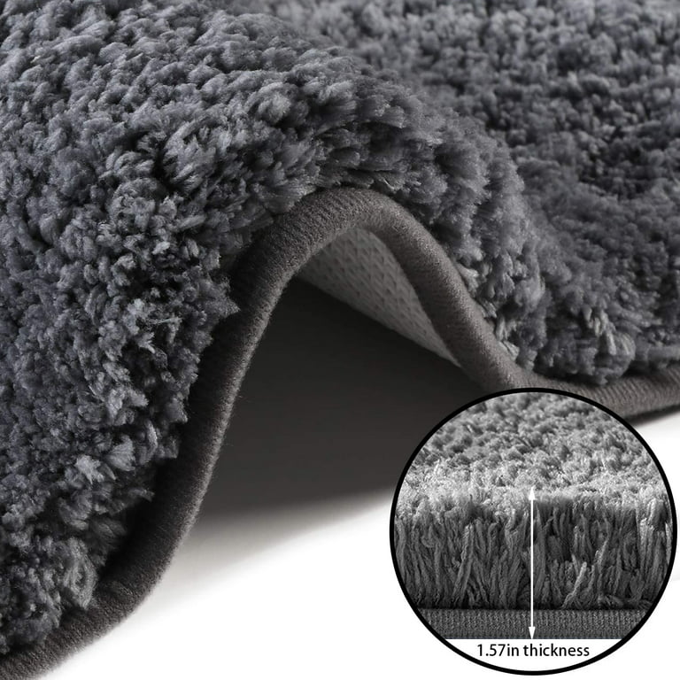 Rally Rugs M2-Soft Luxurious Shaggy Microfiber Bath Rug Padded with Thick  Memory Foam (Gray 17x24 inch), Non-Slip Bathroom Mat, Super Absorbent, Mold  and Mildew Resistant, Machine Washable 
