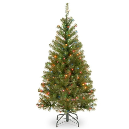 Three Christmas Trees National Tree Pre-Lit 7' Aspen Spruce Hinged Artificial Christmas Tree with 400 Multi Lights ()