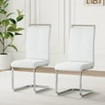 thumbnail image 5 of SUDICA Dining Chairs Set of 2 White PU Leather Upholstered Side Chairs with Chrome Metal Legs for Kitchen Dining Room, 5 of 10