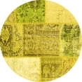 thumbnail image 1 of Ahgly Company Indoor Round Patchwork Yellow Transitional Area Rugs, 7' Round, 1 of 4