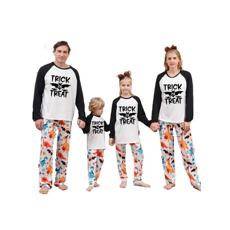 

Ma&Baby Family Matching Halloween Pajamas Set Letter Print PJs Holiday Lounge Wear Sleepwear for Kids Dad Mom