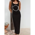 thumbnail image 3 of Cenuakty Women Long Bodycon Dress Patchwork Sleeveless Cami Dress Summer Backless Slit Party Dress, 3 of 9