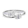 thumbnail image 2 of BERRICLE Sterling Silver 2-Stone Rings Cubic Zirconia CZ Promise Split Shank Ring for Women, Rhodium Plated Size 5, 2 of 8