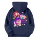 thumbnail image 4 of Moonsky Sudadera con capucha y cordón HUNTRX, estampado de grupo de chicas coreanas, jersey corto, suave y cómodo, top de manga larga para primavera y otoño. Azul marino 120, 4 of 5