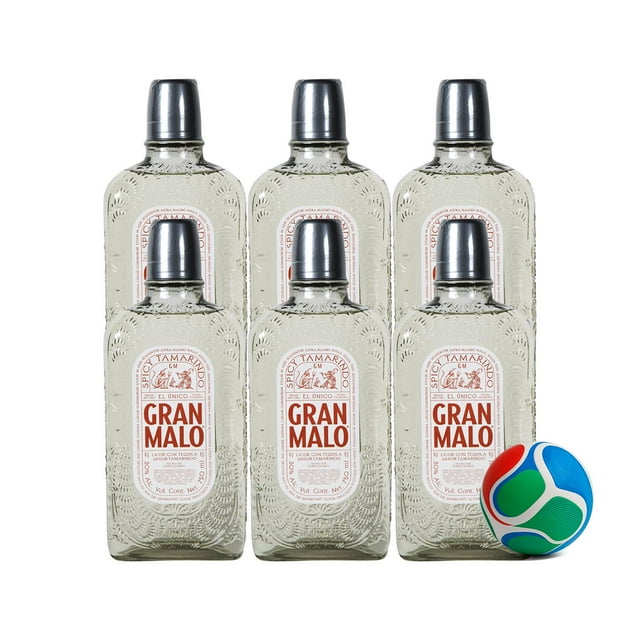 6 Licor de Tequila Gran Malo Tamarindo 750 ml + Balón Mini