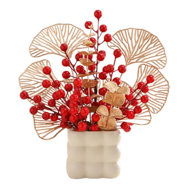 Florero de flores artificiales para Festival de Primavera, adorno bonsái Feng Shui, decoración de mesa para regalo de felicitación multifuncional Estilo B