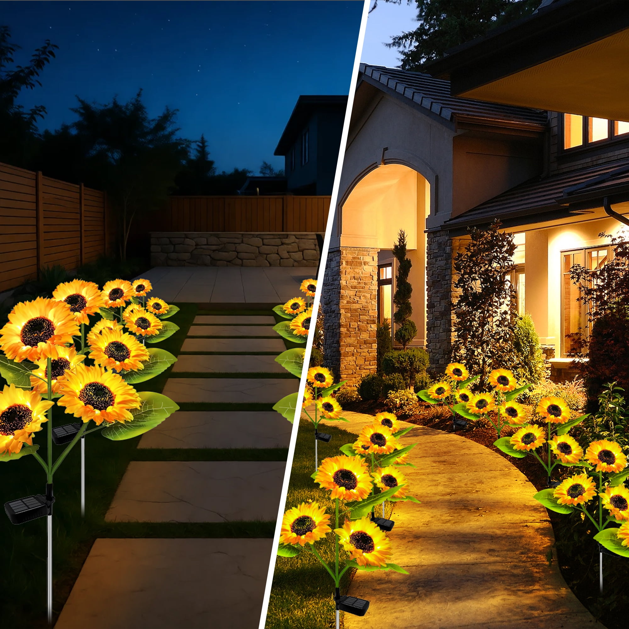 DAYBETTER 2Pack Sunflower Solar Lights, Solar Powered Outdoor Lights with 2Modes, IP65 Waterproof, Auto on/off Solar Outdoor Lights for Patio, Garden Decor, Mother's Day